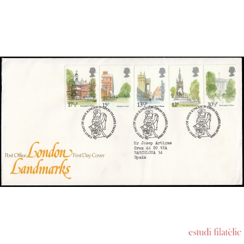 Gran Bretaña 932/36 1980 SPD FDC Monumentos Históricos de Londres Sobre primer día