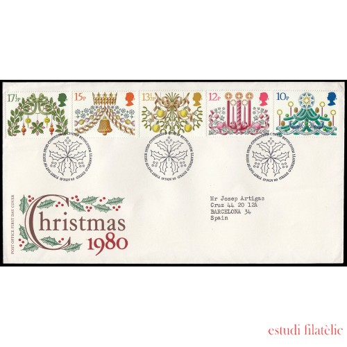 Gran Bretaña 959/63 1980 SPD FDC Navidad Decoraciones Diversas Sobre primer día