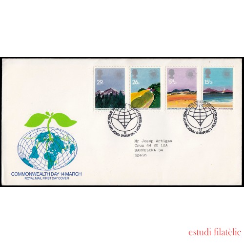 Gran Bretaña 1071/74 1983 SPD FDC Paisajes y Clima Países de la Commonwealth Sobre primer día