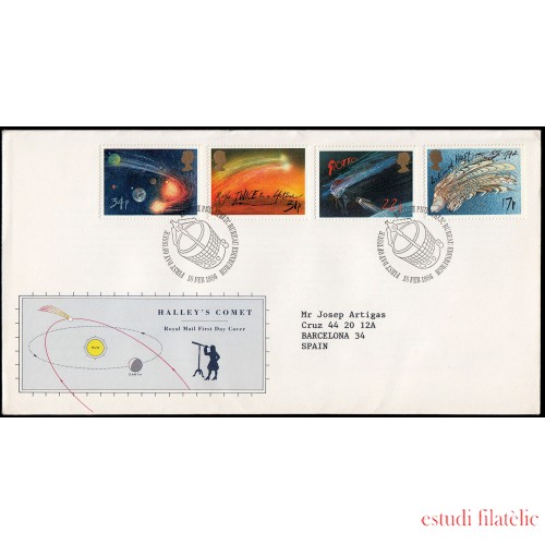 Gran Bretaña 1214/17 1986 SPD FDC Retorno del Cometa Halley Sobre primer día