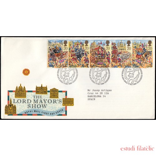 Gran Bretaña 1410/14 1989 SPD FDC 800 Años de la Oficina del Alcalde de Londres Sobre primer día