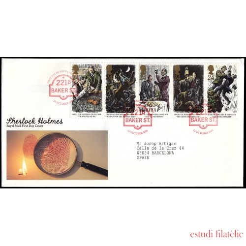 Gran Bretaña 1698/02 1993 SPD FDC Centenario de la muerte del personaje Sherlock Holmes Sobre primer día 