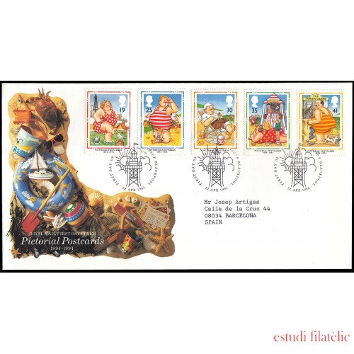 Gran Bretaña 1753/57 1994 SPD FDC Centenario de la Tarjeta Postal Ilustrada Sobre primer día 