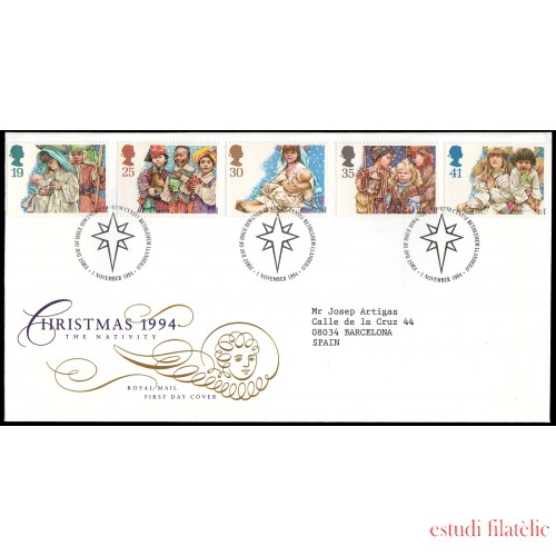 Gran Bretaña 1784/88 1994 SPD FDC Navidad Sobre primer día