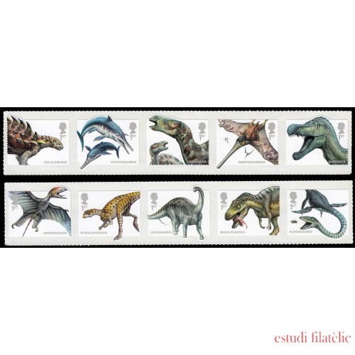 Gran Bretaña 3928/37 2013 Fauna prehistórica Dinosaurios Autoadhesivos MNH