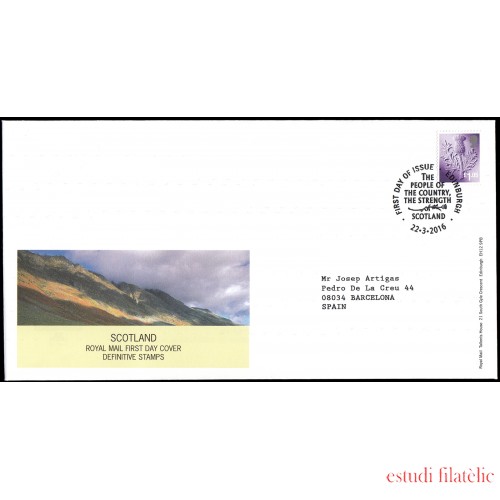 Gran Bretaña 4274C 2016 SPD FDC Serie Regional Escocia Sobre primer día  Edimburgo