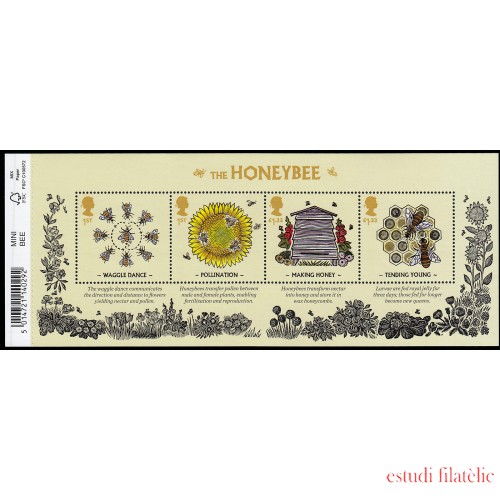 Gran Bretaña 4193/96 F4193 2015 Fauna Abejas Hoja MNH