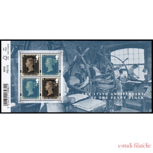 Gran Bretaña 4153/54 F4153 2015 175 Aniv. Penny Black Primer sello postal Hoja MNH