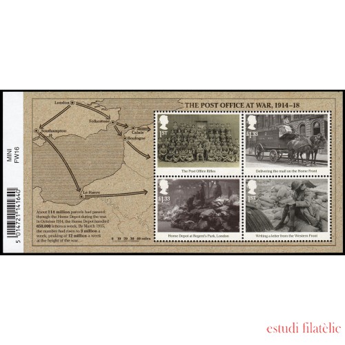 Gran Bretaña 4311/14 F4311 2016 Centenario de la Gran Guerra Hoja MNH