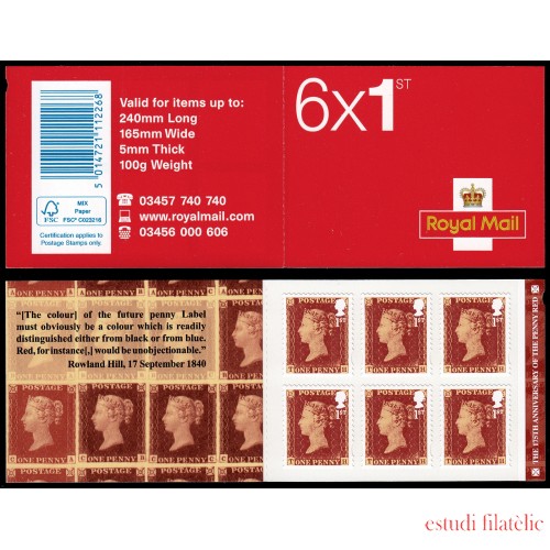 Gran Bretaña 4267 C4267 2016 175 Aniv. emisión de Penny Red Carné MNH