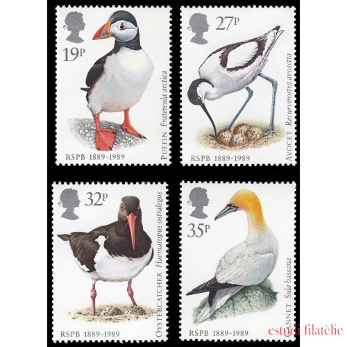 Gran Bretaña 1363/66 1989 100 Aniv. de la Real Sociedad de Protección de Pájaros MNH