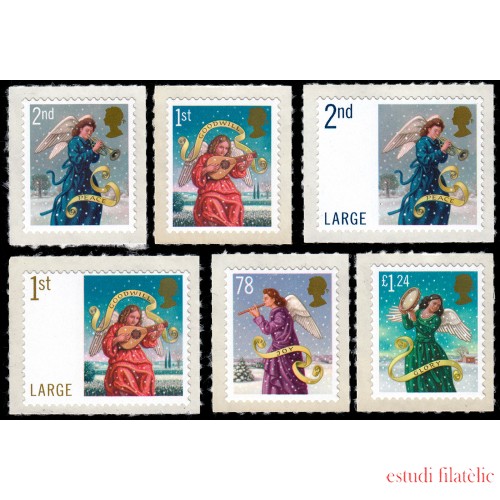 Gran Bretaña 2949/54 2007 Navidad Ángeles Músicos Autoadhesivos MNH