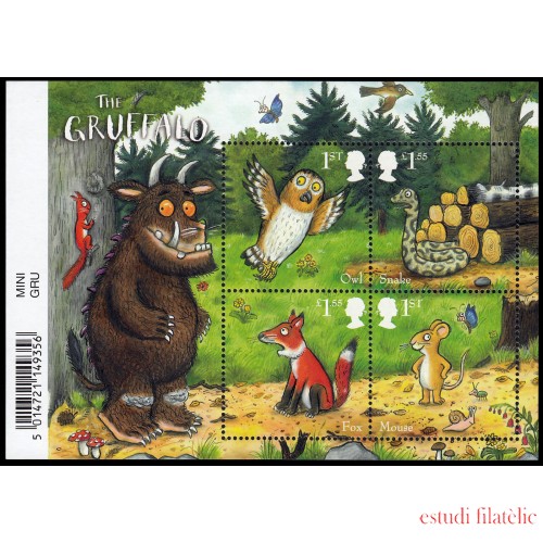 Gran Bretaña 4878/81 F4878 2019 Libro infantil Gruffalo Hoja MNH