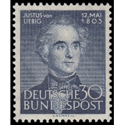 Alemania Federal Germany 52 1953 150 aniv. del nacimiento del químico Justus Liebig (1803-1873) MNH