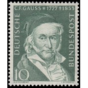 Alemania Federal Germany 80 1955  Centenario de la muerte del astrónomo y matemático Carl Friedrich Gauss (1777-1855) MNH