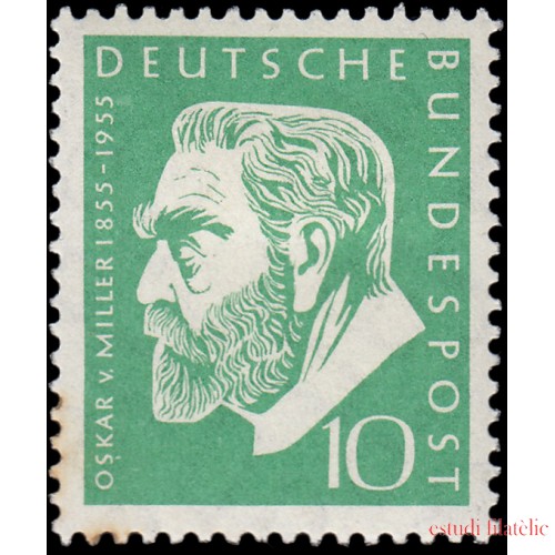 Alemania Federal Germany 85 1955 Centenario de a muerte del fundador del Museo nacional Oskar von Miller (1855-1934) MH