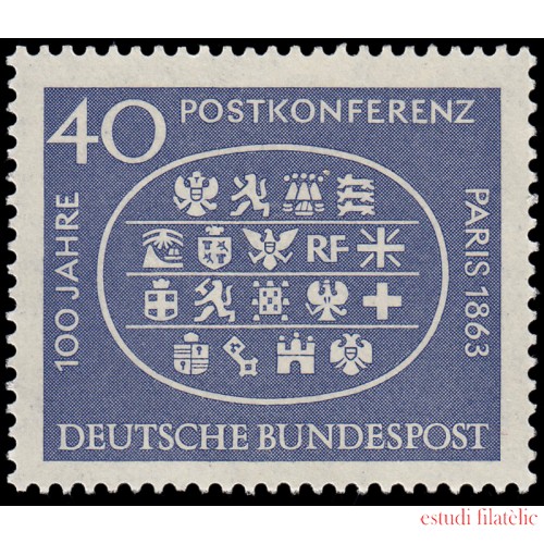 Alemania Federal Germany 270 1963 Cent. Conf. Postal internacoional en París MNH