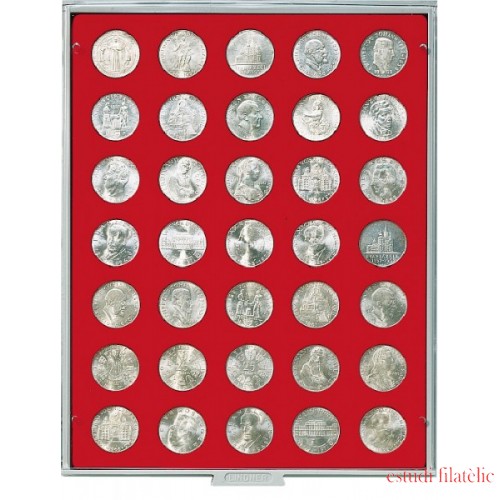 Lindner 2125E Bandeja 30 mm para monedas con 35 hoyos redondos