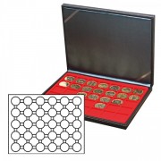 Lindner 2364-2537E Estuche para monedas NERA M con plantilla para monedas en color rojo claro con 30 hoyos redondos para cápsulas para monedas de hasta 37,5 mm