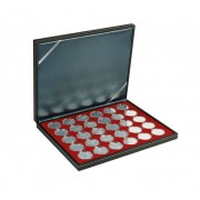 Lindner 2364-2937E Estuche para monedas NERA M con plantilla para monedas en color rojo oscuro con 30 hoyos redondos para cápsulas para monedas de hasta 37 mm