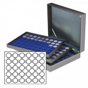 Lindner 2365-2537ME Estuche para monedas NERA XL con 3 tableros y plantillas para monedas en color azul oscuro para 90 cápsulas para monedas hasta 37 mm