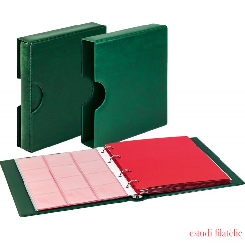 Lindner 1106NW-G Juego: Álbum para monedas karat CLASSIC con estuche protector, en color verde Incl. dos paquetes de 5 hojas de monedas karat de su elección