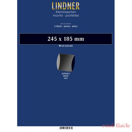 Lindner HA1245185 protectores 245 x 185 mm negros paquete de 6 