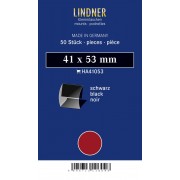 Lindner HA41053 paquetes protectores - Cortes, 42 x 53 mm, negros, 50 estuches, soldadura doble 