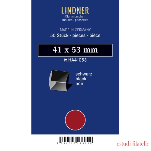 Lindner HA41053 paquetes protectores - Cortes, 42 x 53 mm, negros, 50 estuches, soldadura doble 