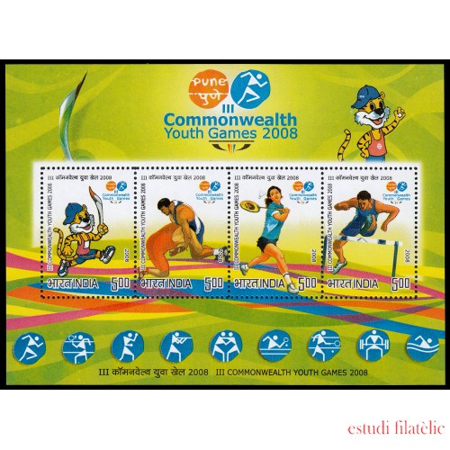 India HB 58 2008 3 Juegos juveniles de Commonwealth MNH