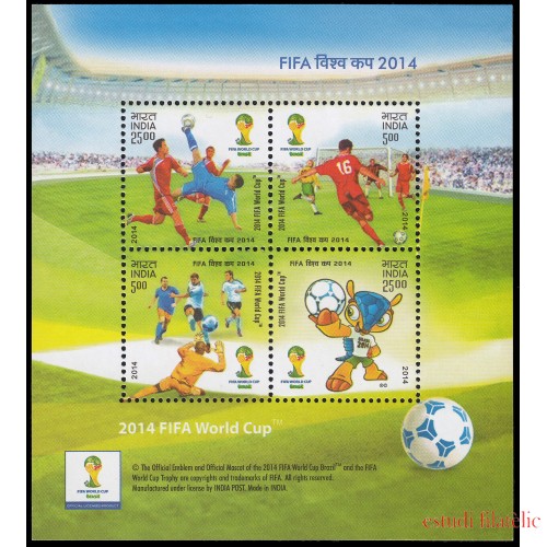 India HB 112 2014 Copa del mundo de futbol MNH