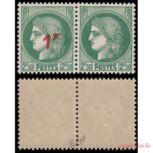 France Francia 488a 1940-41 Cérès Espectacular pareja MNH