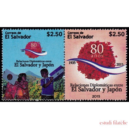 El Salvador 1851/52 2015 80 años relaciones diplomáticas El Salvador Japón MNH