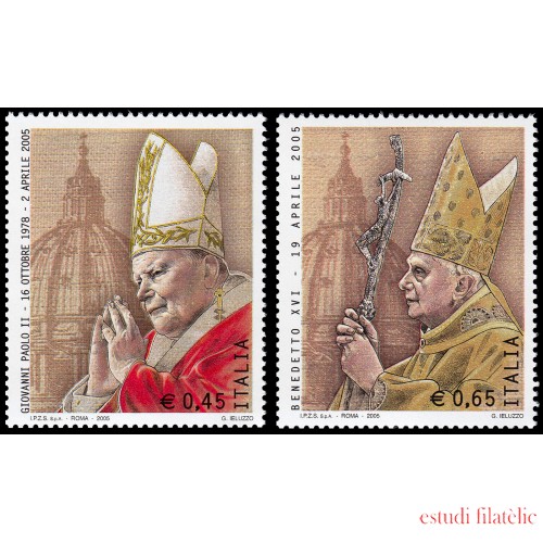 Italia Italy 2818/19 2005 Personalidades Religión Papa Juan Pablo II Papa Benedicto XVI MNH