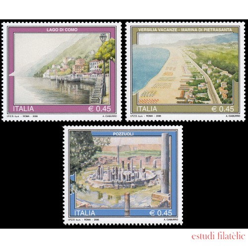 Italia Italy 2851/53 2006 Turismo Lago de Como, Marina de Pietrasanta, Pozzuoli MNH