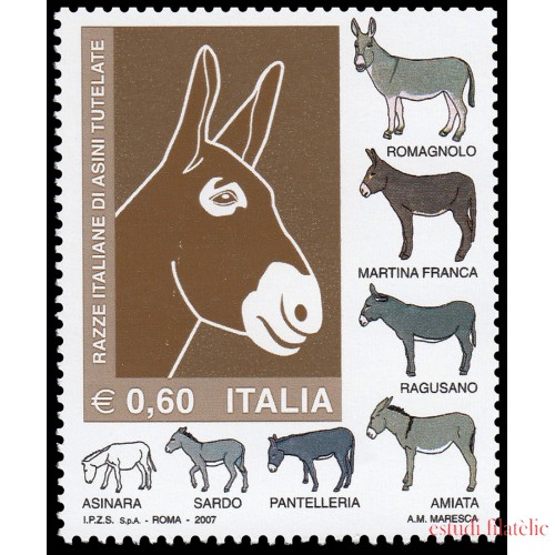 Italia Italy 2957 2007 Razas italianas de burros protegidos MNH