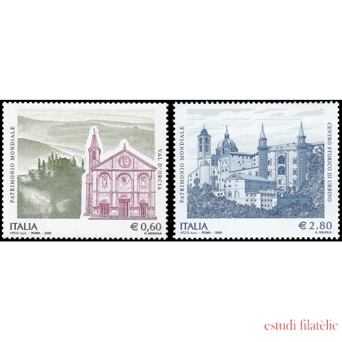 Italia Italy 3037/38 2008 Patrimonio Artístico y Cultural Valle de Orcia y Centro histórico de Urbino MNH