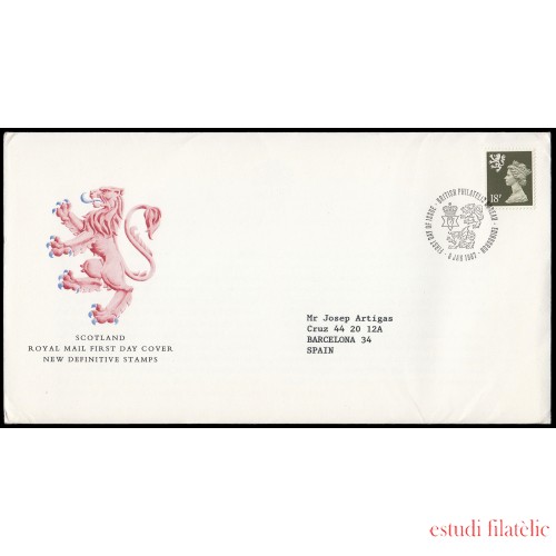 Gran Bretaña 1253 1987 SPD FDC Serie Reina Isabel II Escocia Sobre primer día Philatelic Bureau