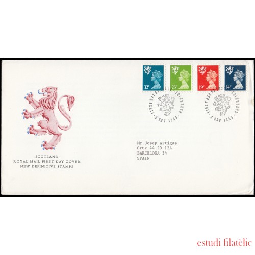 Gran Bretaña 1346/57 (de la serie) 1988 SPD FDC Serie Reina Isabel II Escocia Sobre primer día Edinburgh