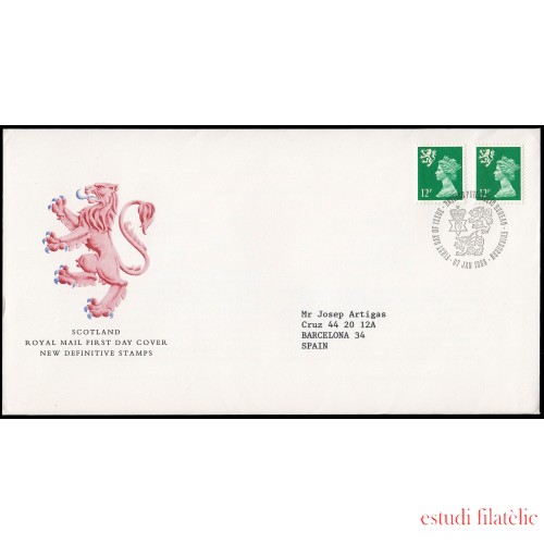 Gran Bretaña 1207 1986 SPD FDC Serie Reina Isabel II Escocia Sobre primer día Philatelic Bureau