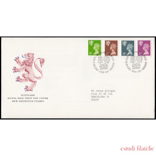 Gran Bretaña 1579/90 (de la serie) 1991 SPD FDC Serie Reina Isabel II Escocia Sobre primer día Philatelic Bureau