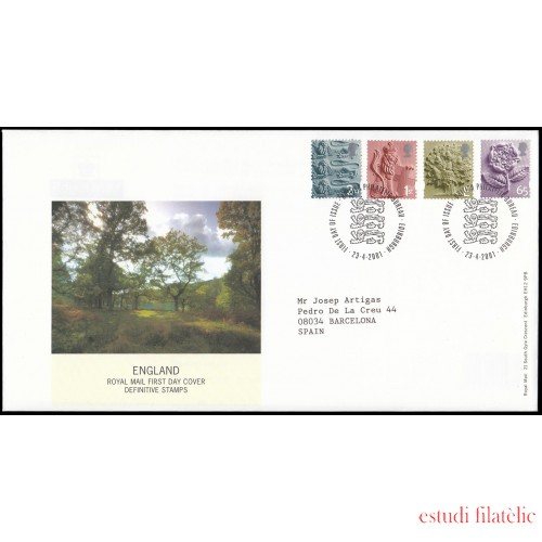 Gran Bretaña 2249/52 2001 SPD FDC Serie Regional Inglaterra  Sobre primer día  Philatelic Bureau