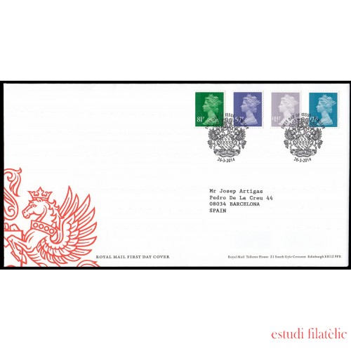 Gran Bretaña 3986/89 2014 SPD FDC Serie Reina Isabel II Sobre primer día Windsor