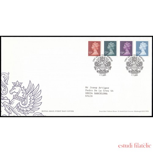 Gran Bretaña 2458/61 2003 SPD FDC Serie Reina Isabel II Sobre primer día Windsor