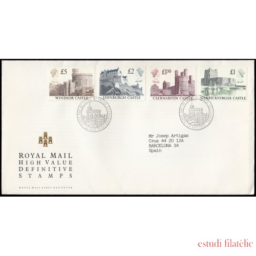 Gran Bretaña 1340/43 1988 SPD FDC Castillos Británicos Sobre primer día Windsor