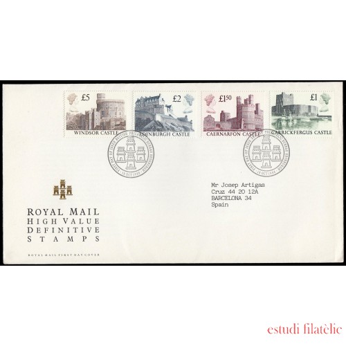 Gran Bretaña 1340/43 1988 SPD FDC Castillos Británicos Sobre primer día Philatelic Bureau