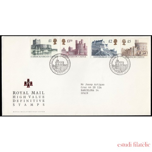 Gran Bretaña 1615/18 1992 SPD FDC Castillos Británicos Sobre primer día Windsor