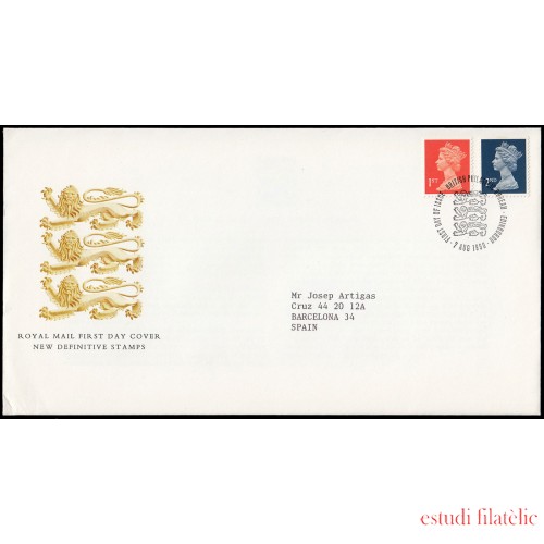 Gran Bretaña 1473/74 1990 SPD FDC Serie Reina Isabel II Sobre primer día Philatelic Bureau