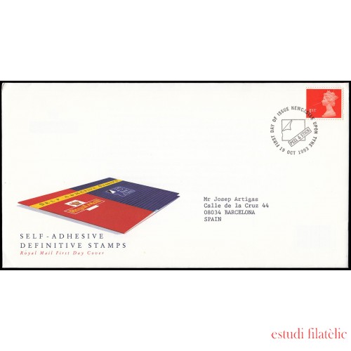 Gran Bretaña 1703 1993 SPD FDC Serie Reina Isabel II Sobre primer día Newcastle