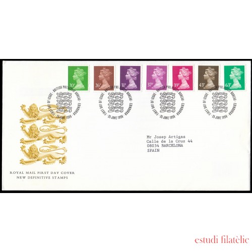 Gran Bretaña 1876/82 1996 SPD FDC Serie Reina Isabel II Sobre primer día Philatelic Bureau